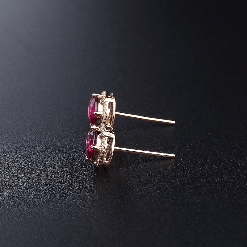 18K金天然巴西碧玺耳钉 - 红掌柜