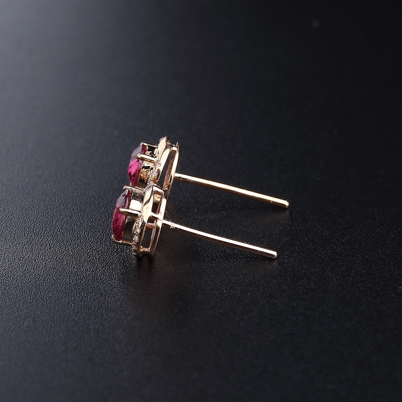 18K金天然巴西碧玺耳钉 - 红掌柜