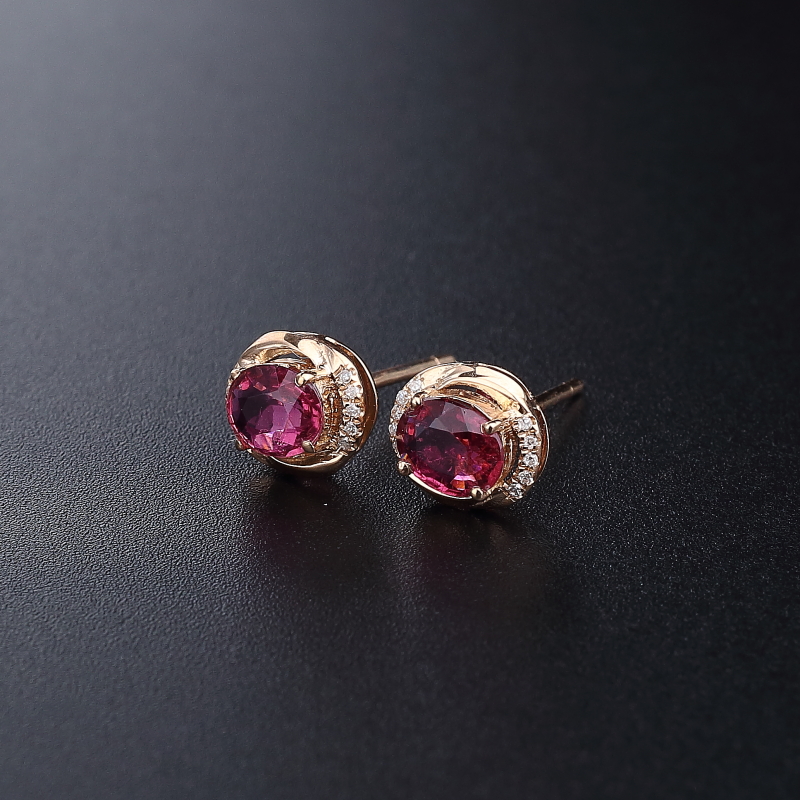 18K金镶天然巴西碧玺耳钉 - 红掌柜