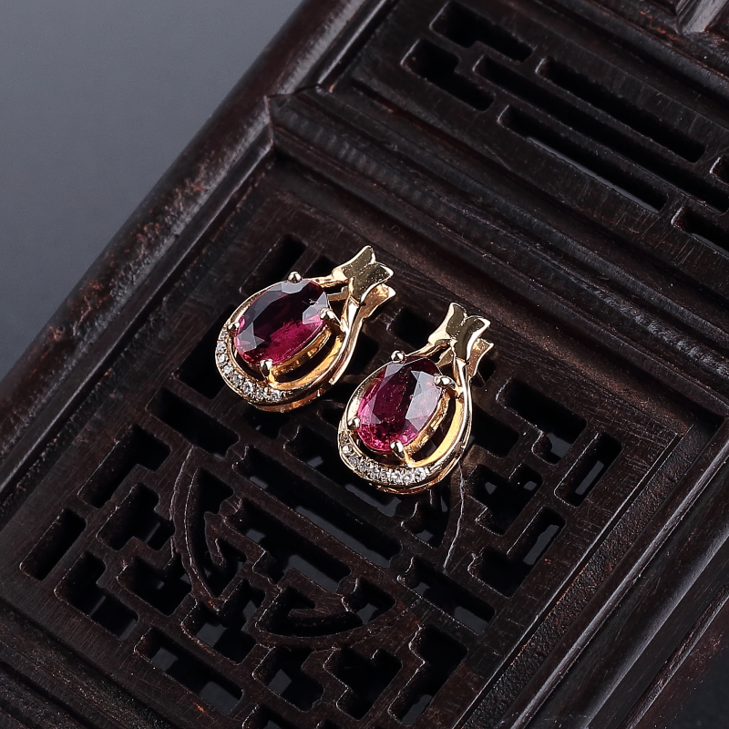 巴西碧玺耳钉 - 红掌柜