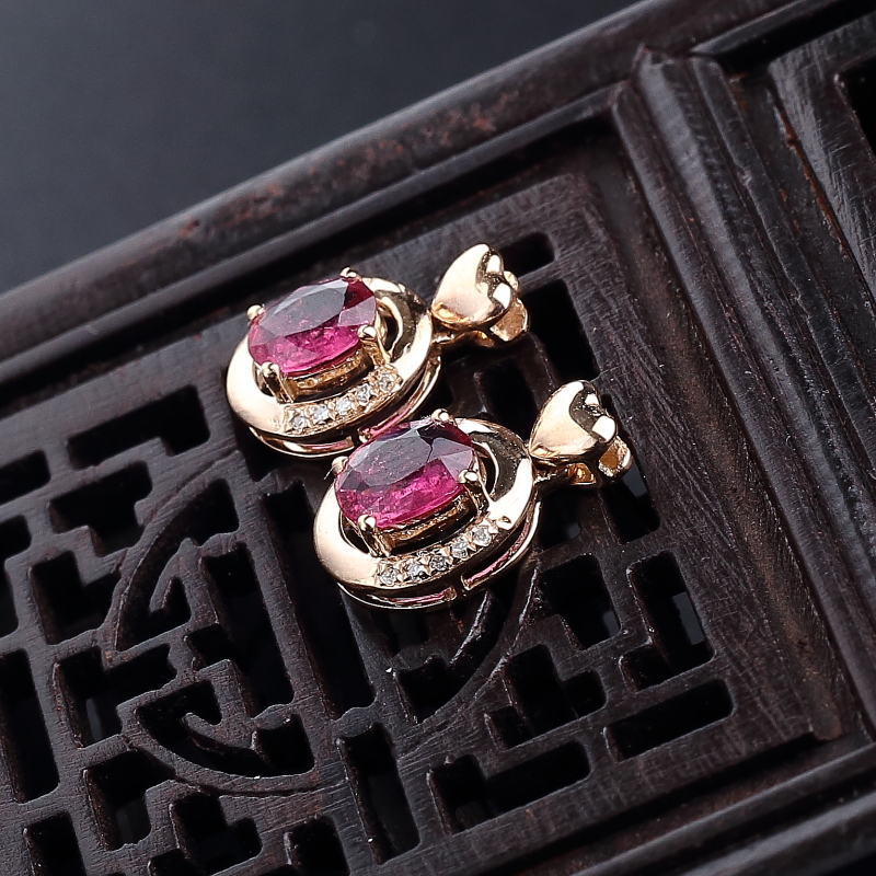 巴西碧玺耳钉 - 红掌柜