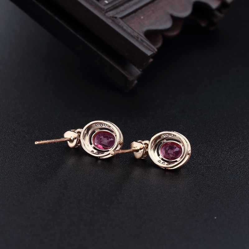 18K金镶天然巴西碧玺耳钉 - 红掌柜