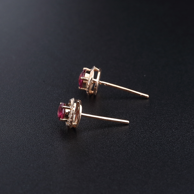 18K金天然巴西碧玺耳钉 - 红掌柜