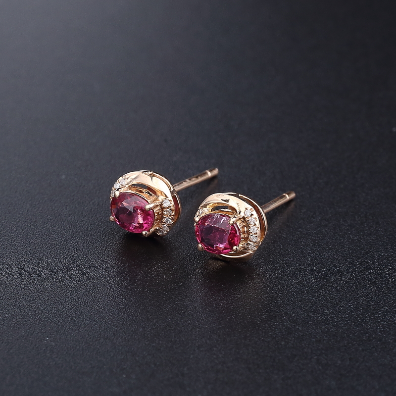 18K金镶天然巴西碧玺耳钉 - 红掌柜