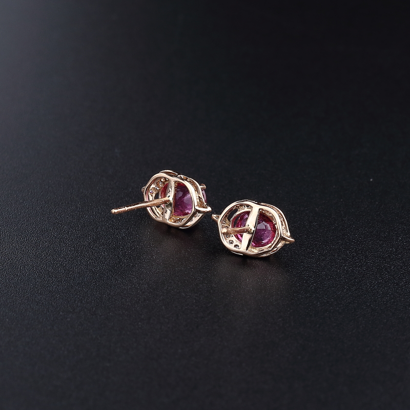 天然巴西碧玺耳钉 - 红掌柜