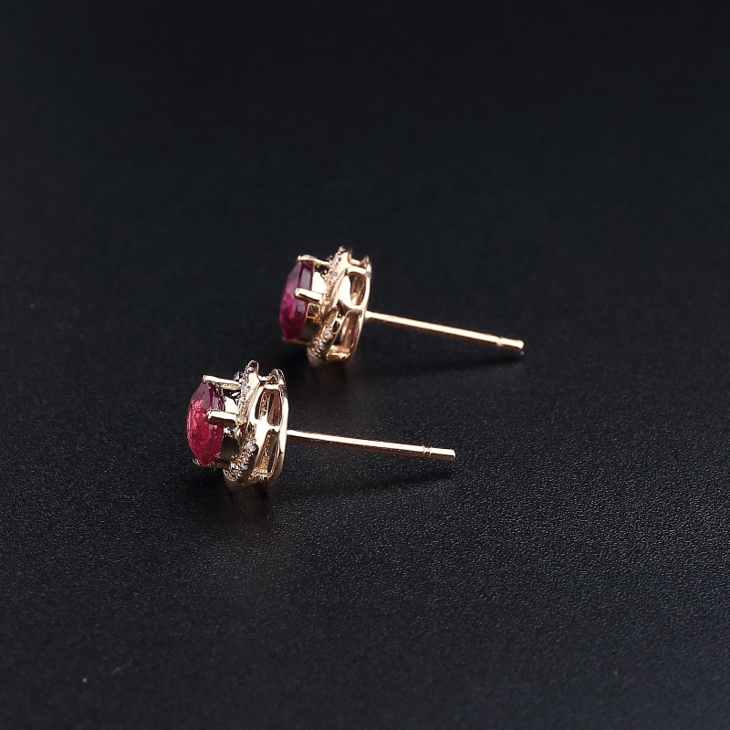 18K金天然巴西碧玺耳钉 - 红掌柜