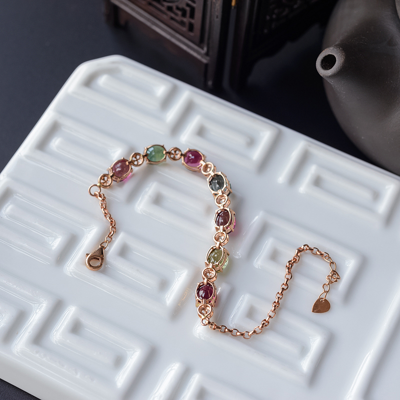 巴西彩色碧玺手链 - 红掌柜