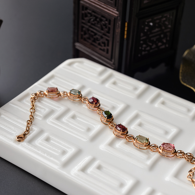 巴西彩色碧玺手链 - 红掌柜