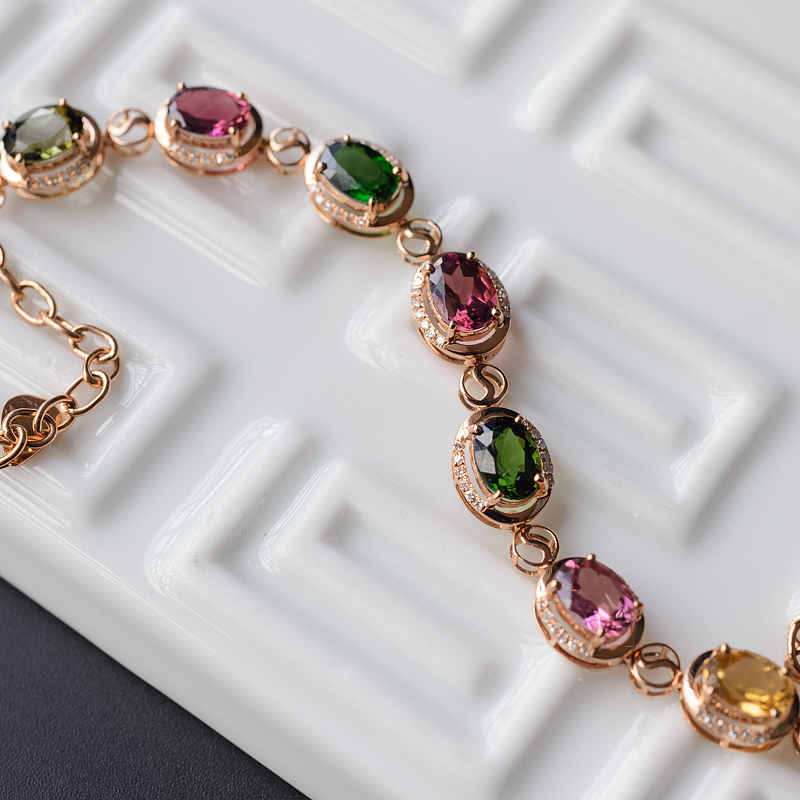 天然巴西彩色碧玺手链 - 红掌柜