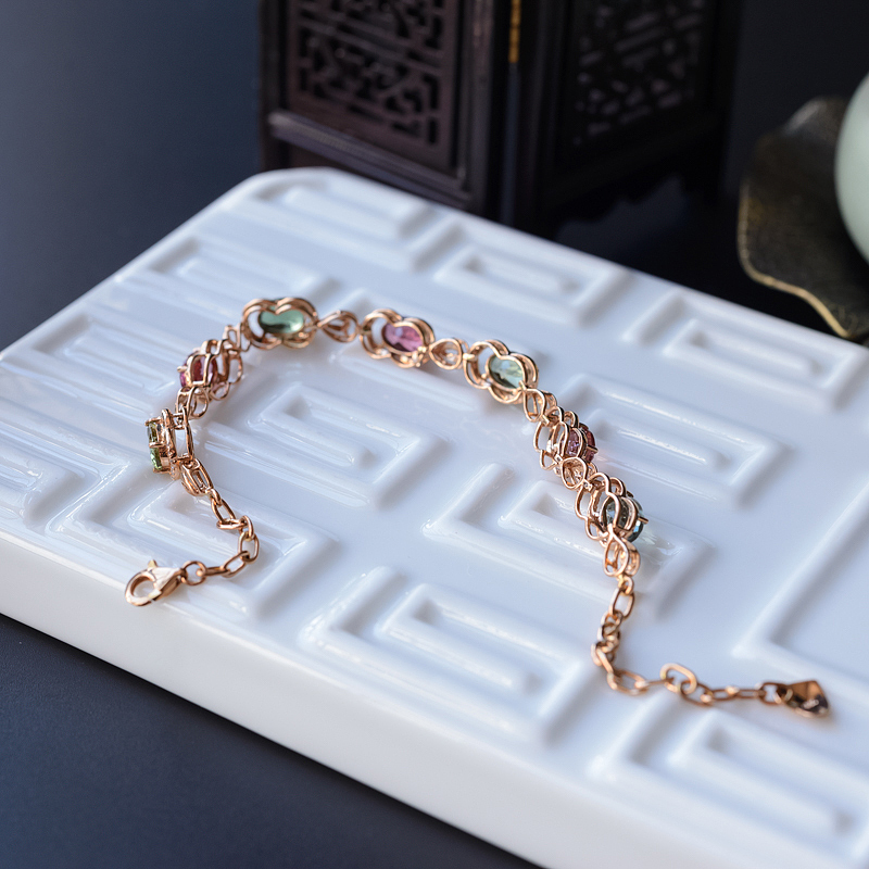 天然巴西彩色碧玺手链 - 红掌柜