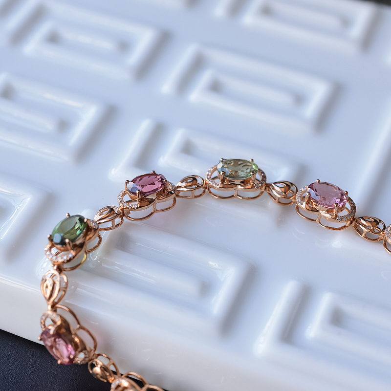 巴西彩色碧玺手链 - 红掌柜