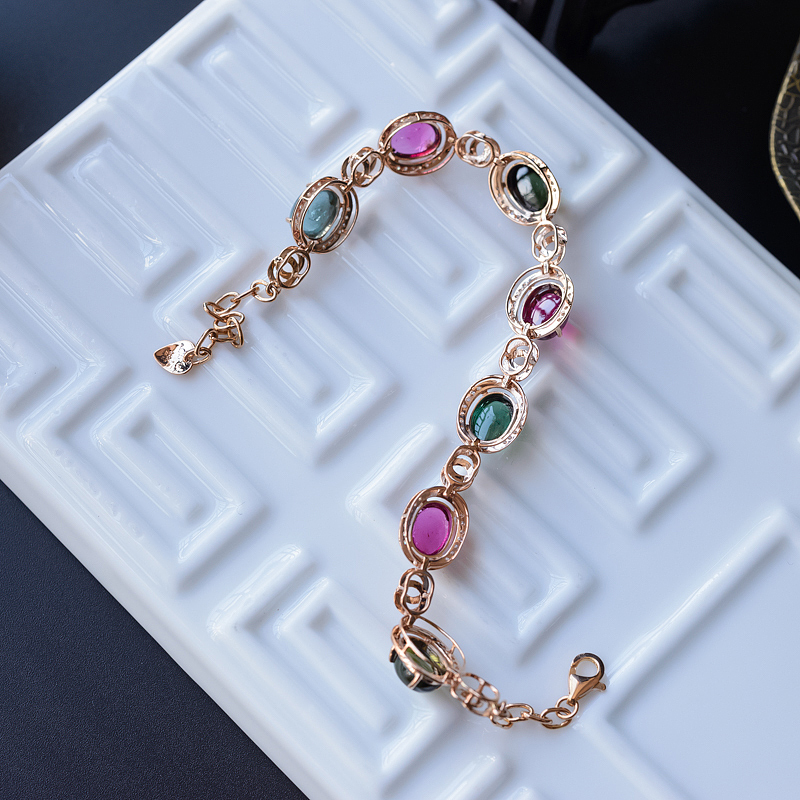 巴西彩色碧玺手链 - 红掌柜