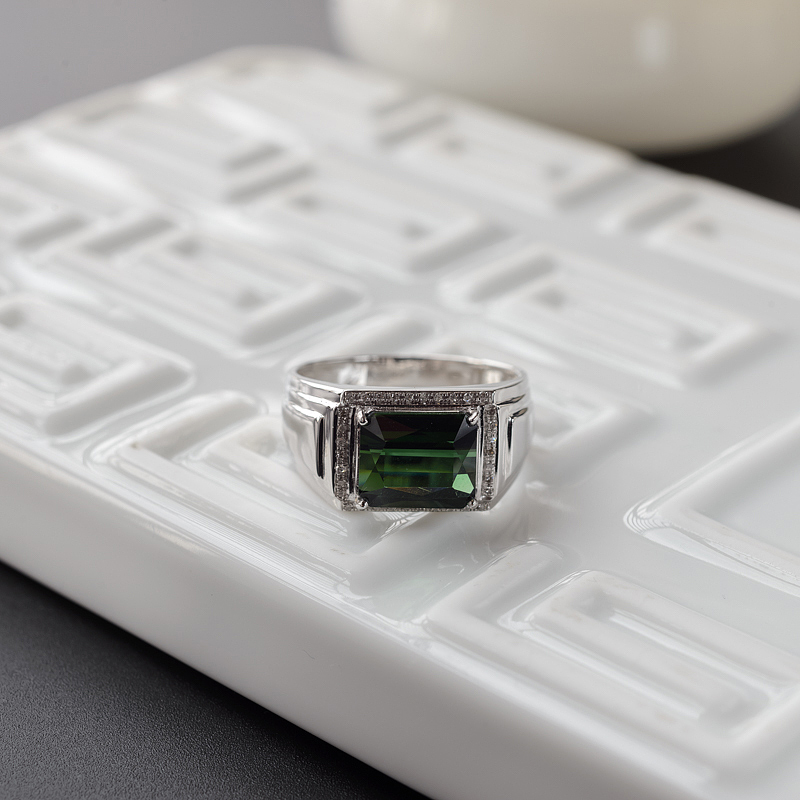 巴西天然18K金镶碧玺戒指 - 红掌柜