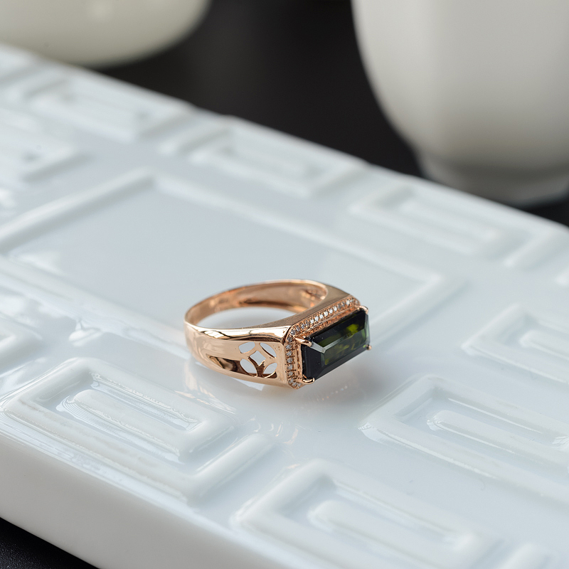 18K金镶碧玺戒指 - 红掌柜