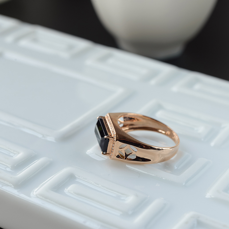 K金镶碧玺戒指 - 红掌柜