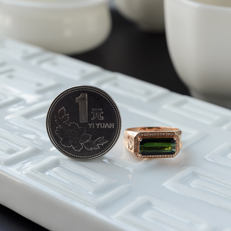 天然碧玺戒指 - 红掌柜