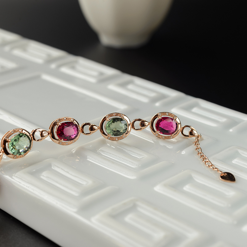 巴西彩色碧玺手链 - 红掌柜