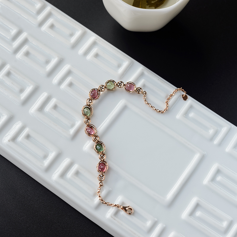 天然巴西彩色碧玺手链 - 红掌柜