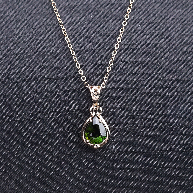 18K金镶巴西天然碧玺吊坠-红掌柜