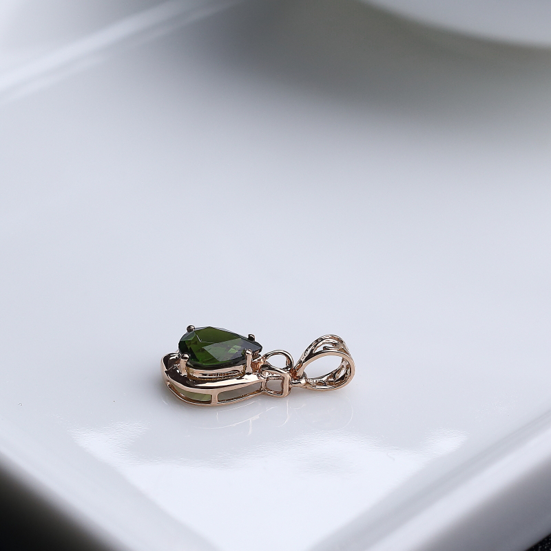 18K金镶碧玺吊坠-红掌柜