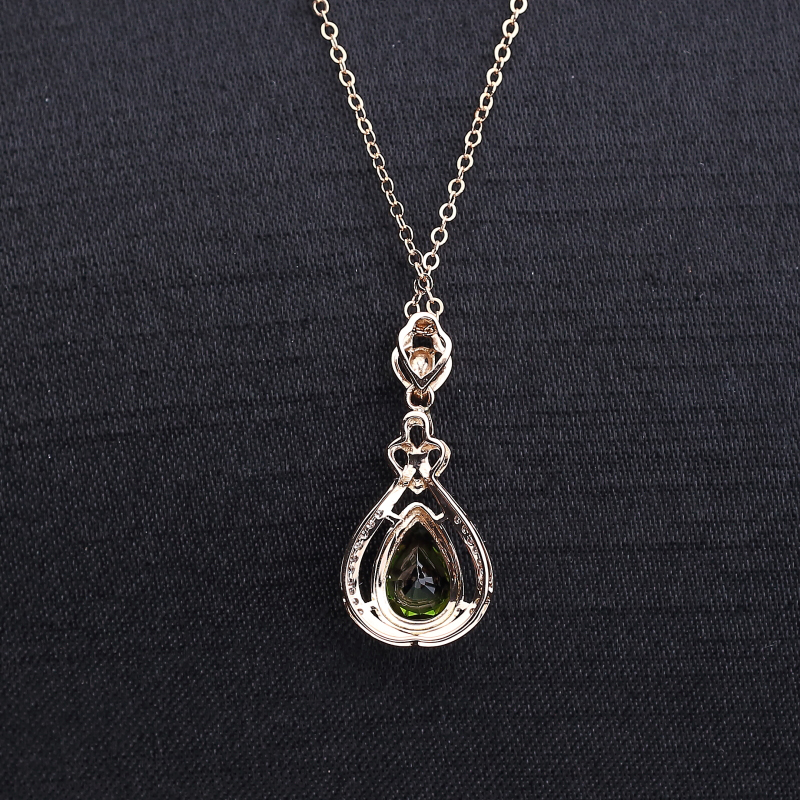 18K金镶钻巴西碧玺吊坠-红掌柜