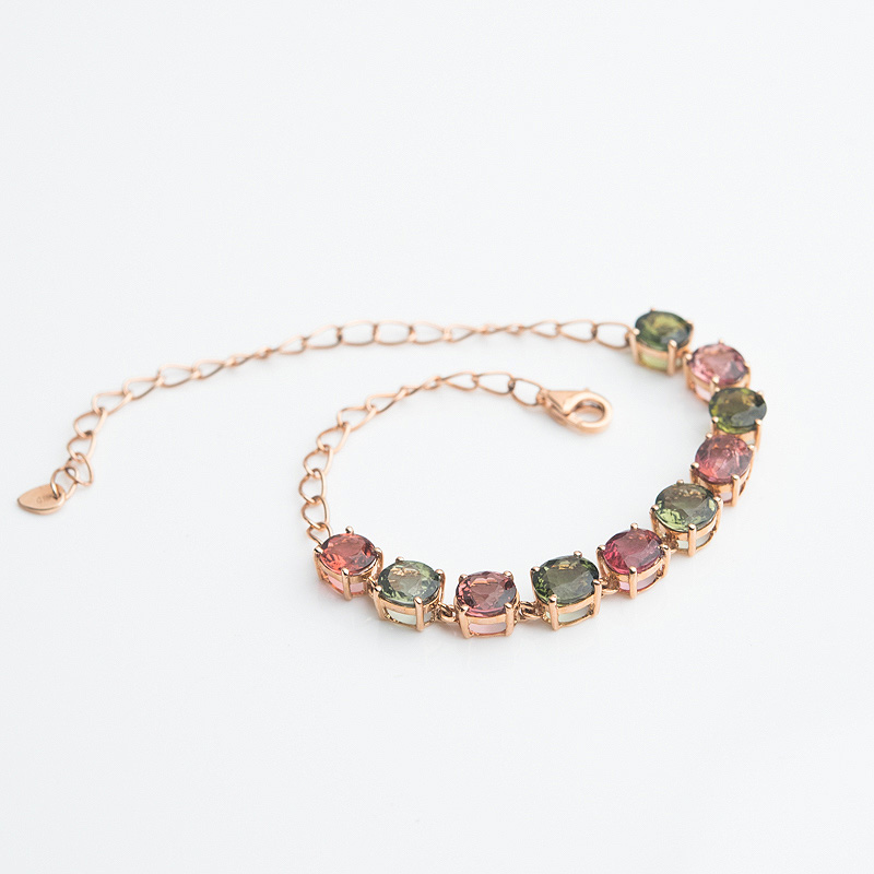 巴西多色碧玺手链-红掌柜