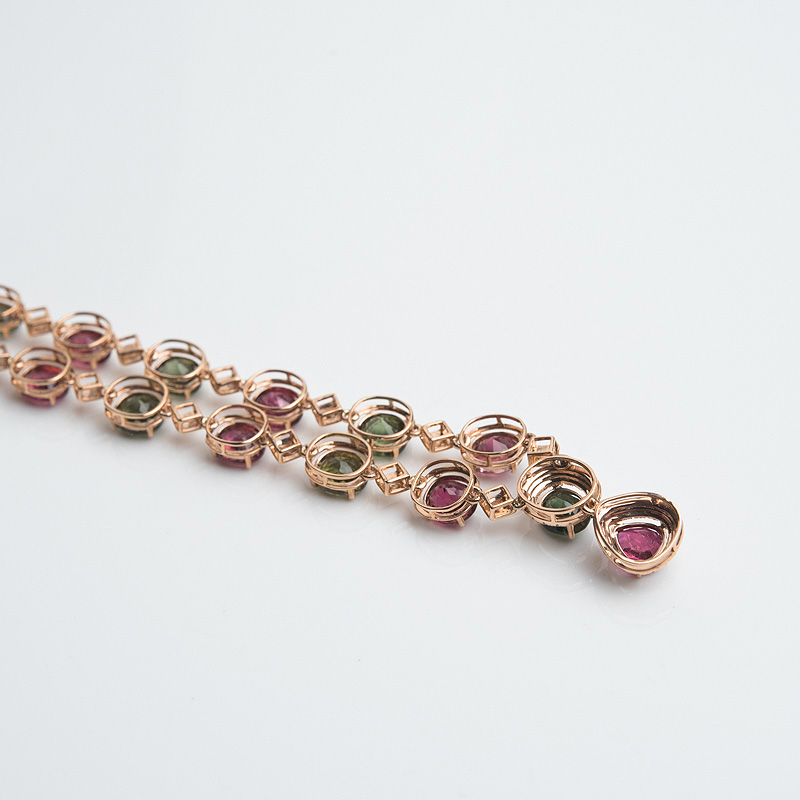 巴西双色碧玺项链-红掌柜