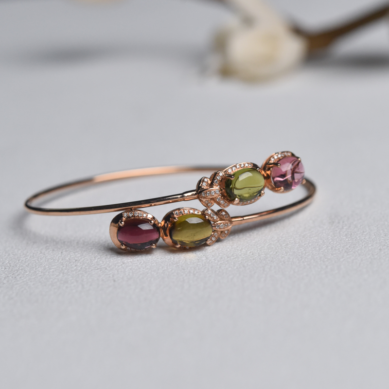 金镶钻碧玺手镯-红掌柜