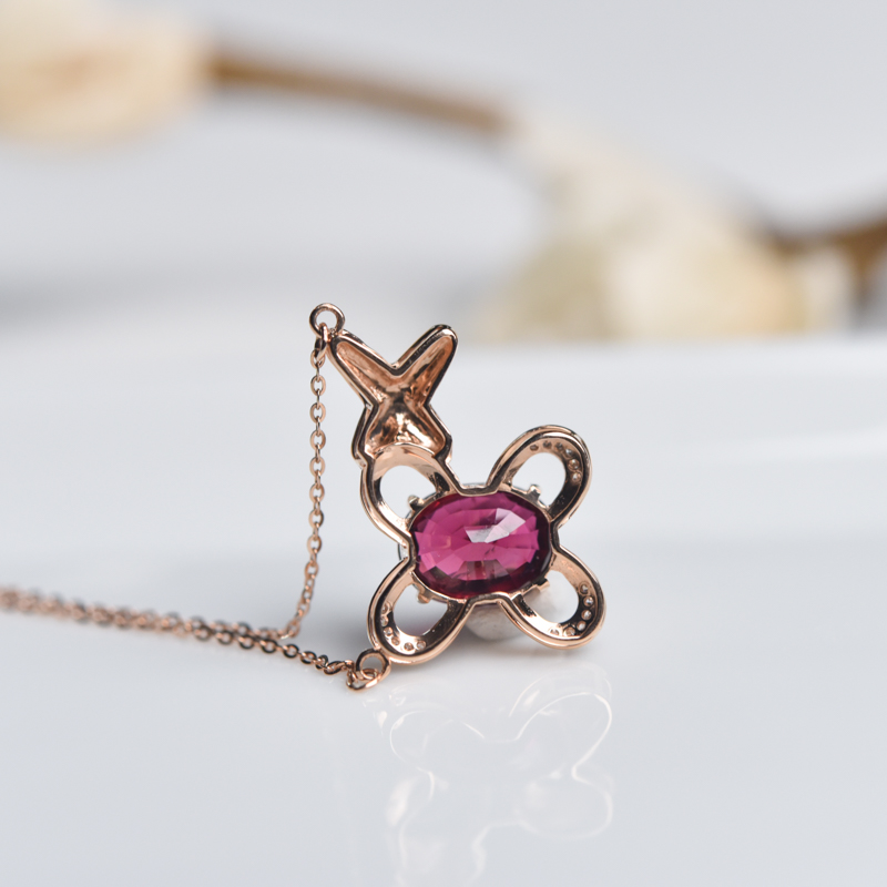 18K卢比莱色碧玺锁骨链-红掌柜