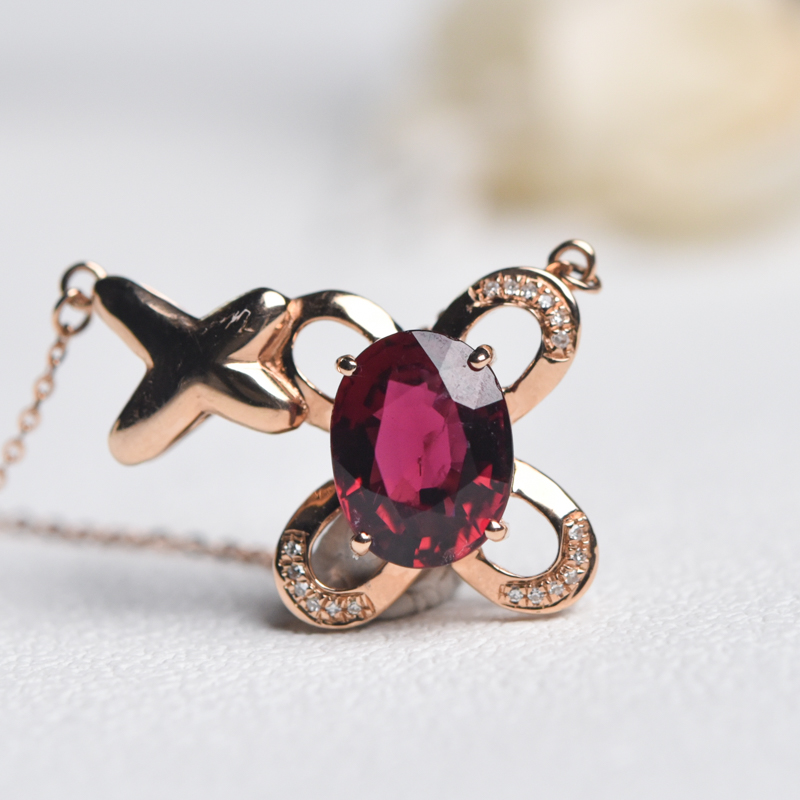 天然碧玺锁骨链-红掌柜