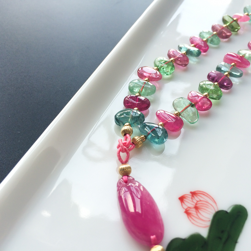 天然碧玺随形项链-红掌柜