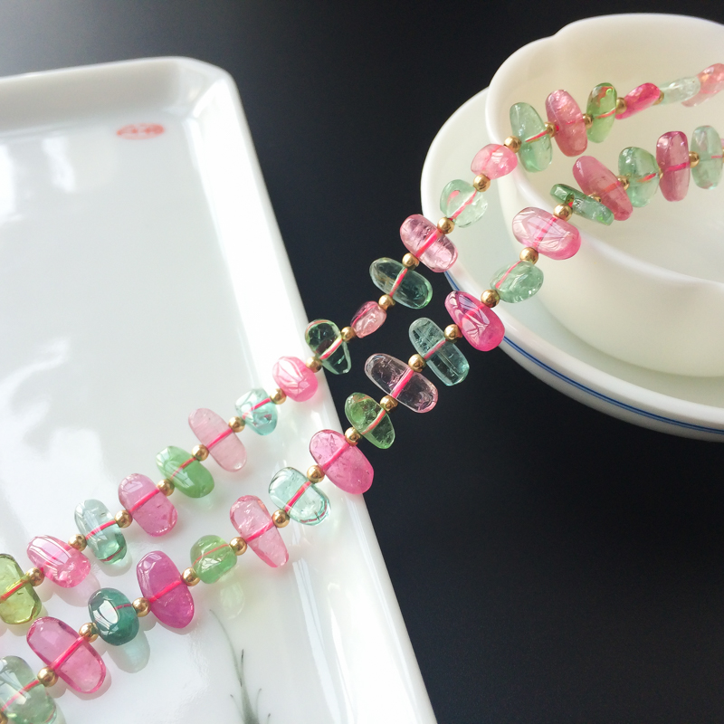 巴西碧玺随形项链-红掌柜