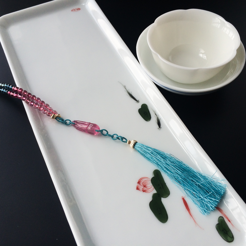 巴西天然碧玺项链-红掌柜