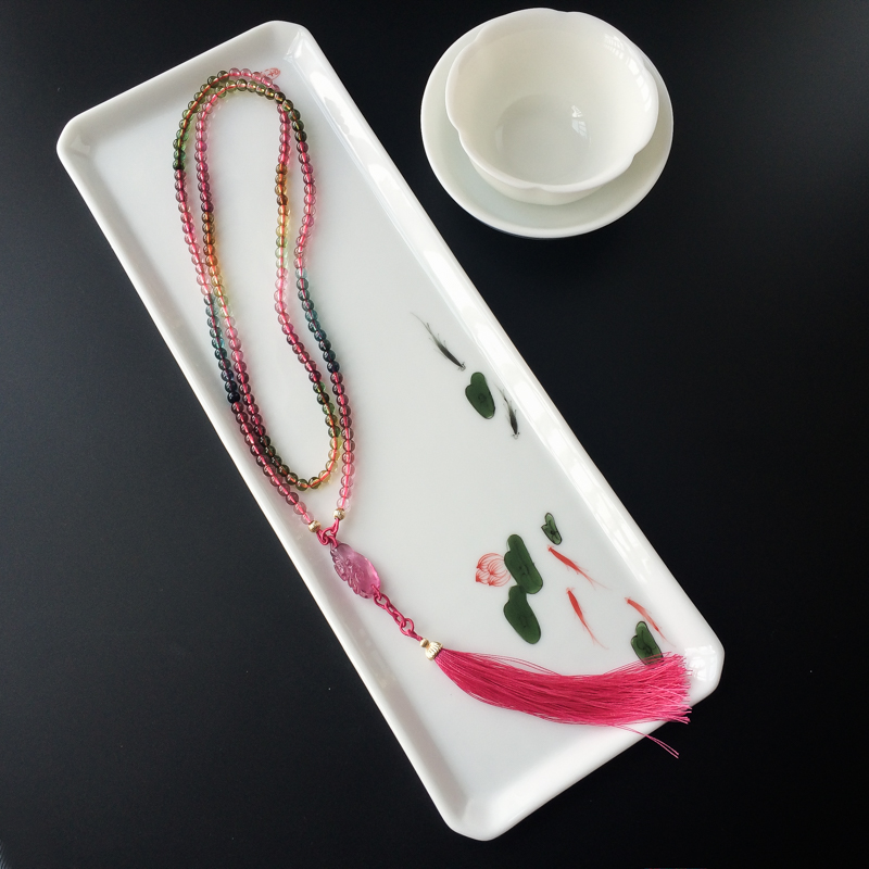 4mm巴西天然碧玺项链-红掌柜