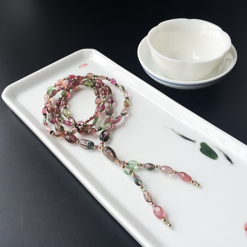 巴西天然碧玺项链 - 红掌柜