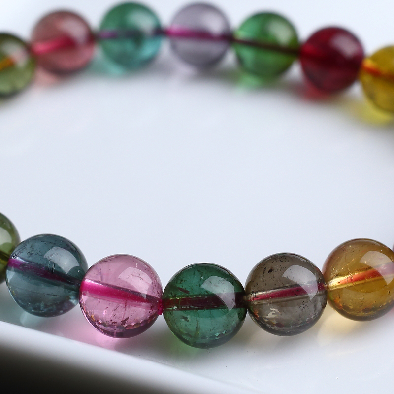 彩虹碧玺手串-红掌柜