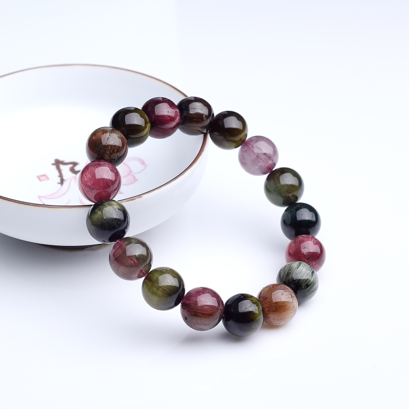 彩虹碧玺单圈手串-红掌柜