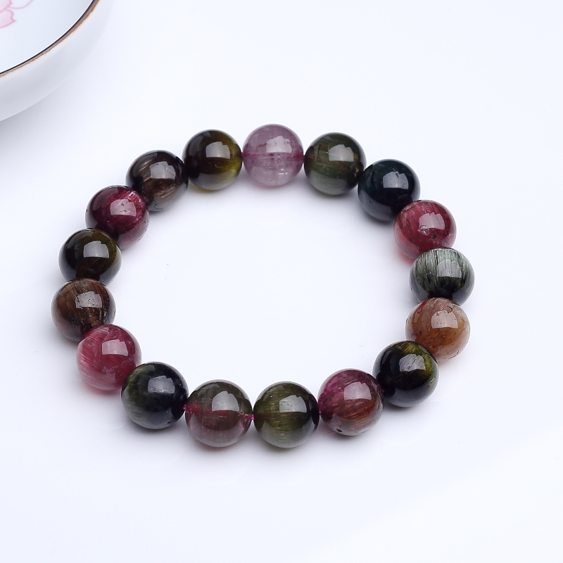 12mm猫眼彩虹碧玺单圈手串-红掌柜