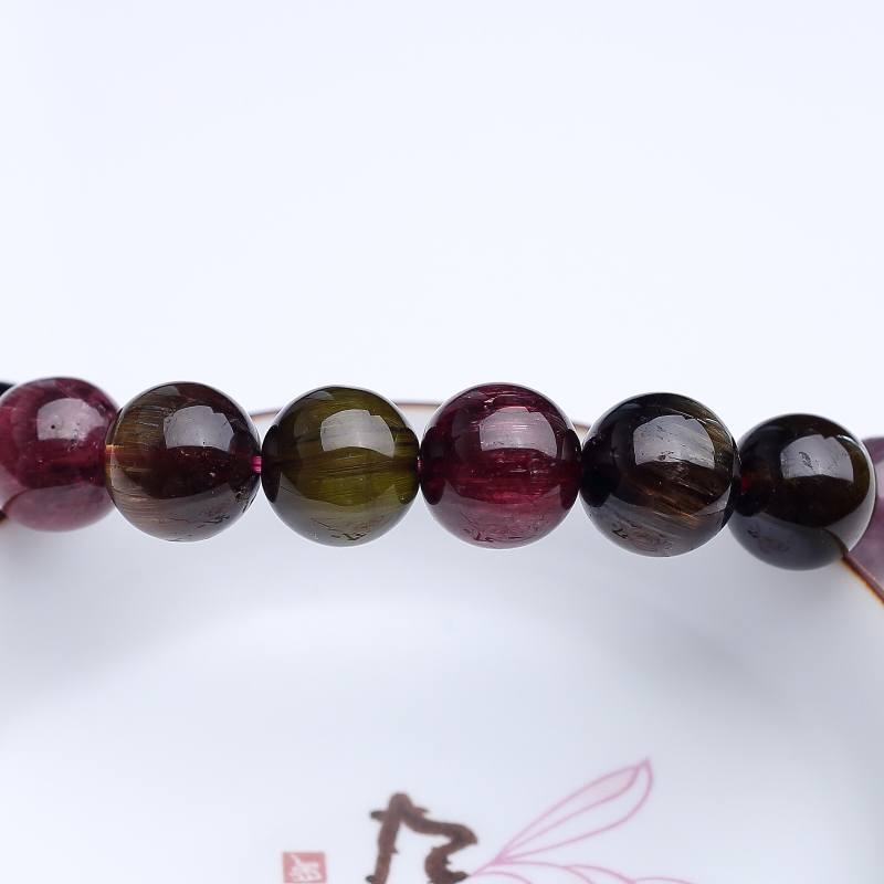 巴西碧玺单圈手串-红掌柜