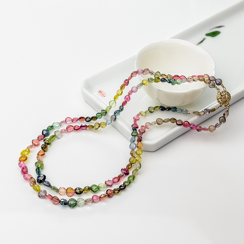 彩虹碧玺随形项链-红掌柜