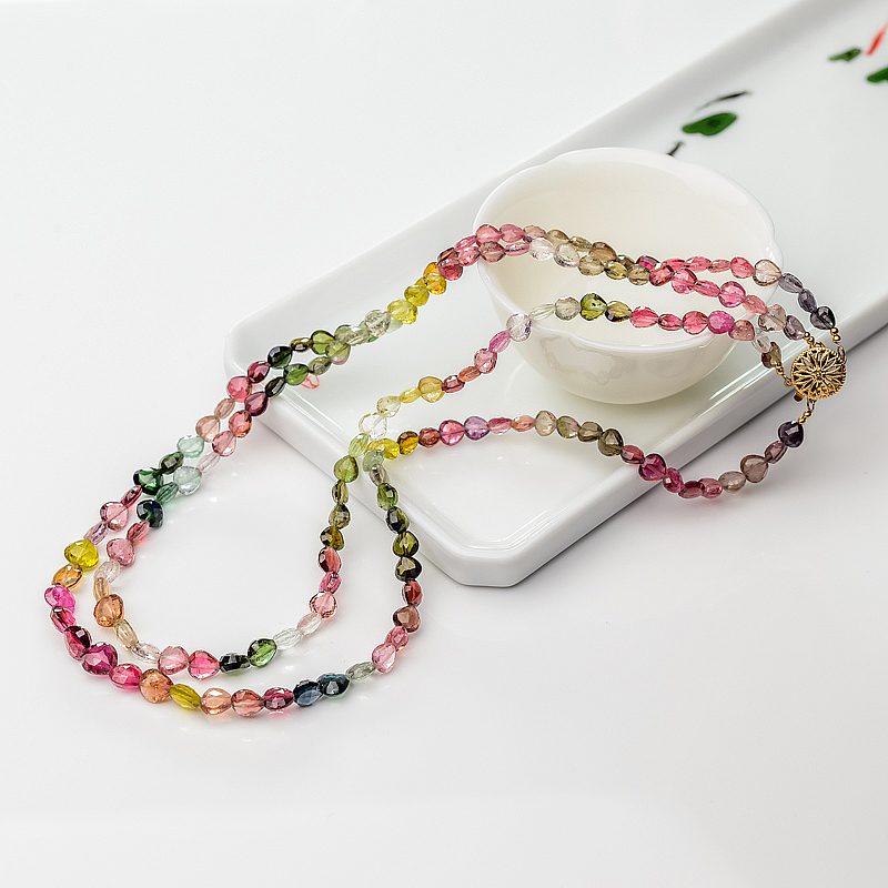 彩虹碧玺随形项链-红掌柜