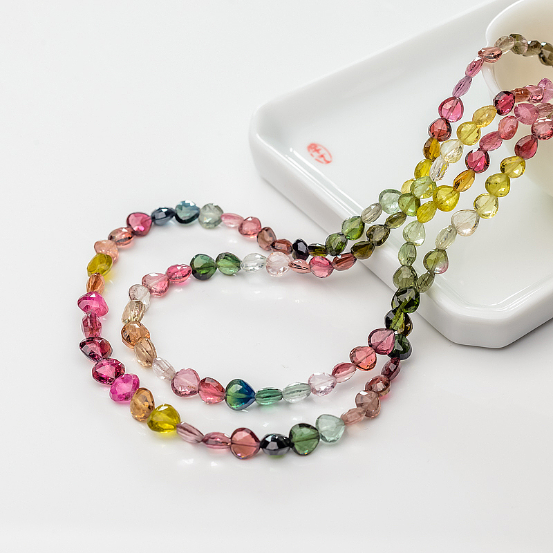 天然彩虹碧玺随形项链-红掌柜