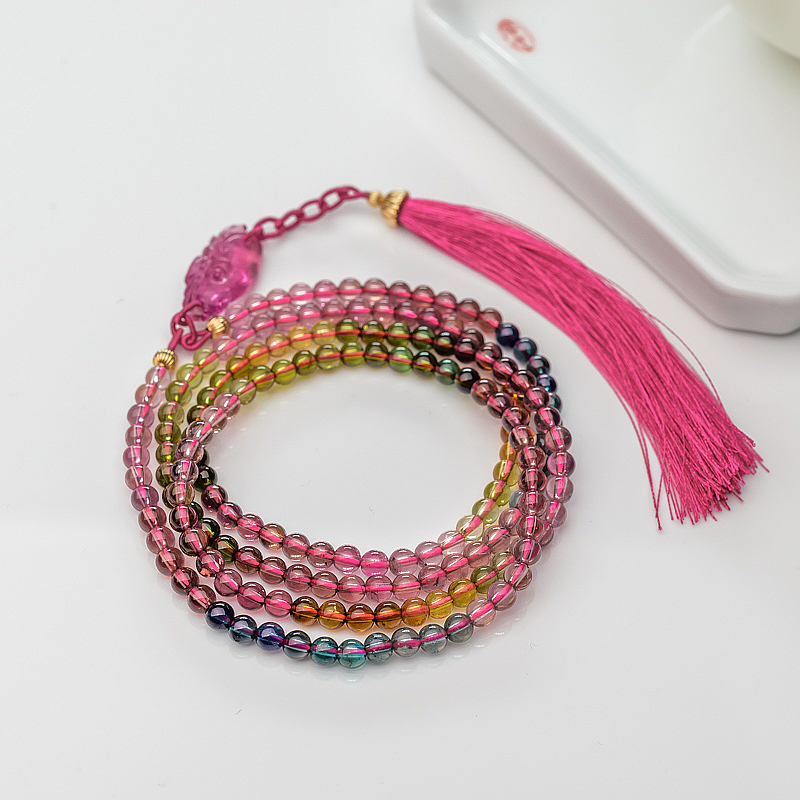 天然彩虹碧玺项链-红掌柜