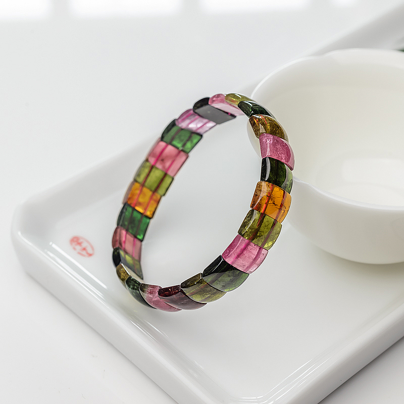 彩虹碧玺手串-红掌柜