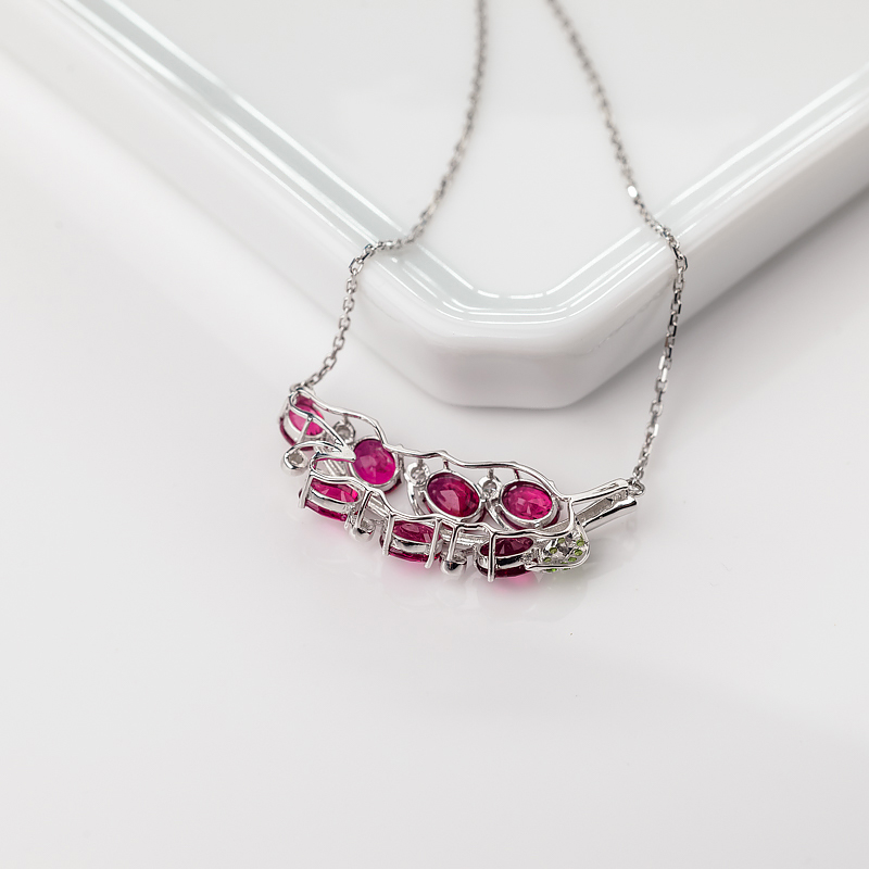 18K金镶钻巴西红色碧玺项链-红掌柜