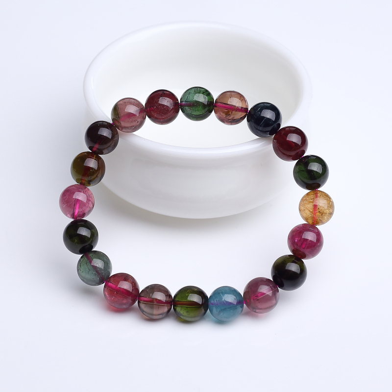 9.5mm彩虹碧玺单圈手串-红掌柜