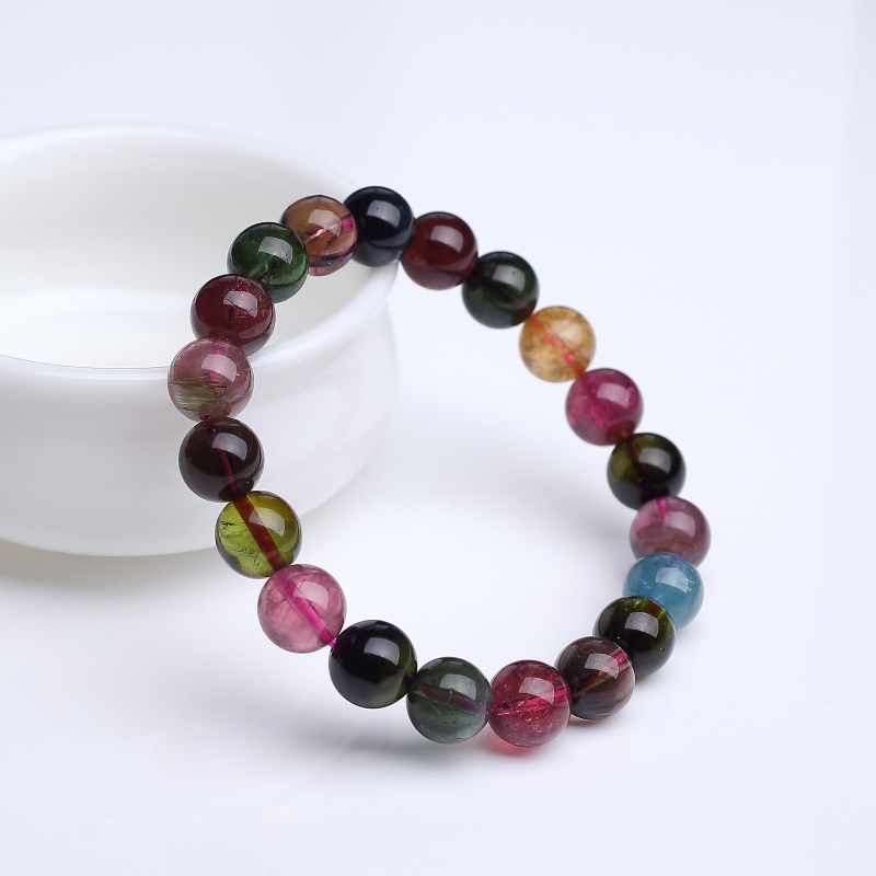 彩虹碧玺单圈手串-红掌柜