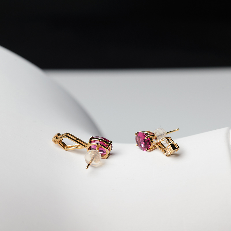 天然玫红碧玺耳钉-红掌柜