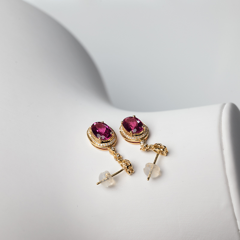 玫红碧玺耳坠-红掌柜