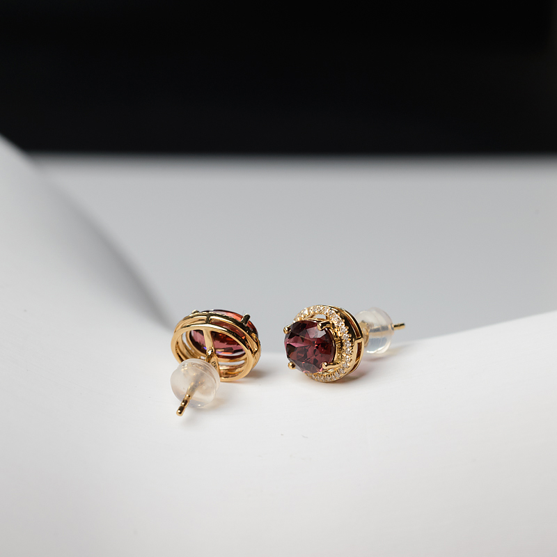 天然红色碧玺耳钉-红掌柜